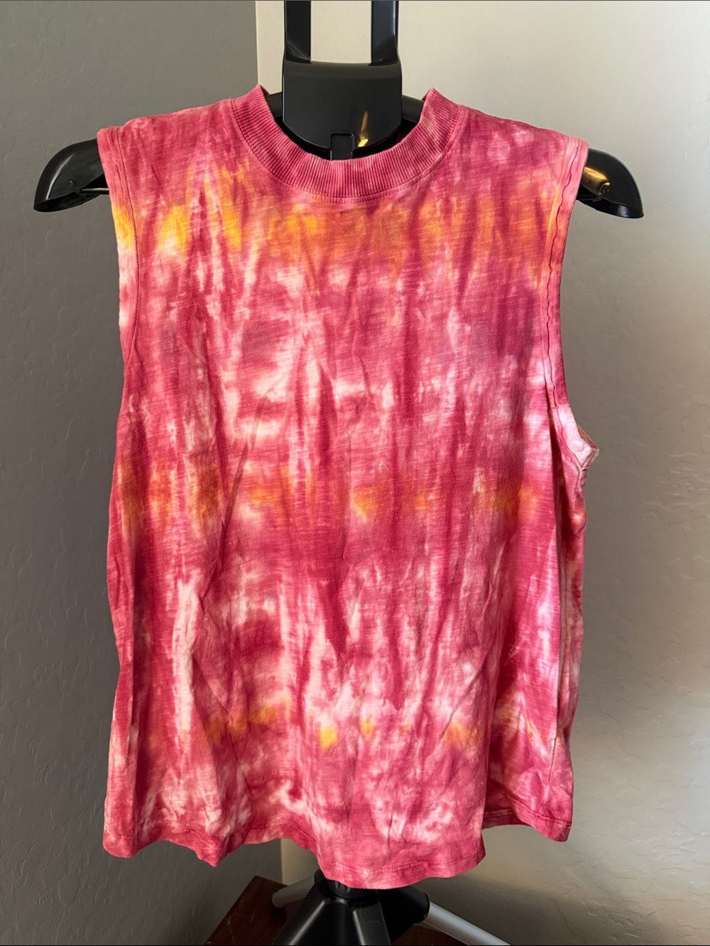 Pilcro Pink and Yellow Tie-Dye Sleeveless Tank